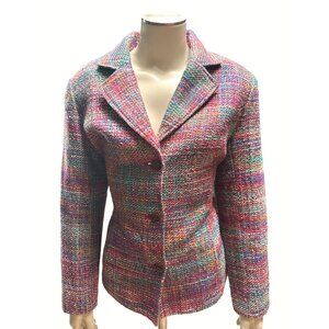 Coldwater Creek MultiColor Tweed Blazer Jacket PS Acrylic Rayon Lining Polyester